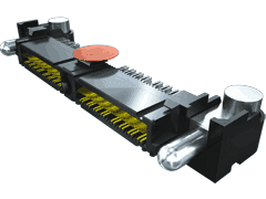 0.635 mm Q2™高速耐用型接地平面针脚料带，差分对，直角